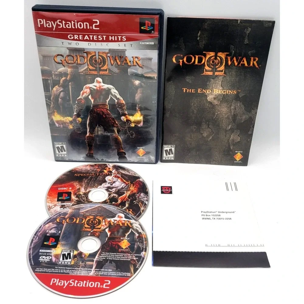 God of War II 2 (PS2,‎ 2007) CIB w/ Reg Card + Bonus Disc COMPLETE IN BOX
